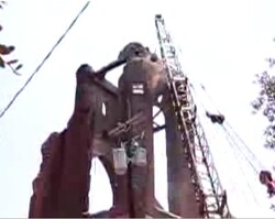 Church being demolished