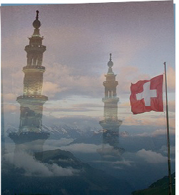 Minaret and mountains