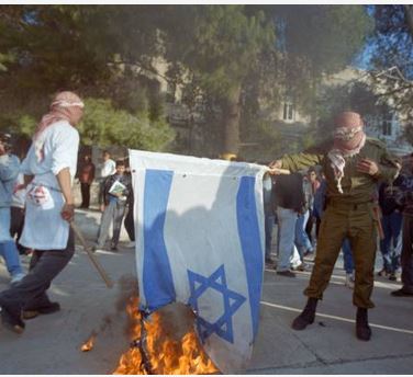 Israel flag burning