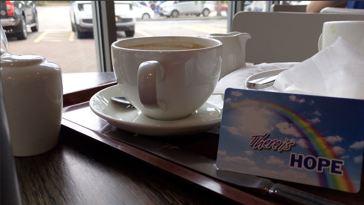 Tract in cafe