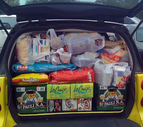 car with groceries